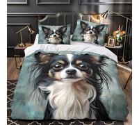 Chihuahua dog 3D Printing Duvet Insert Cover 3pc Premium Microfibre Light Artistic pet portrait Quilt Cover 2 Pillowcases Concealed Zipper Bedroom Decor Teens Young Adults Single (135x200cm)