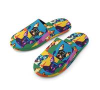 Chihuahua Dog Art Doodle Slippers Women Winter Warm Cotton Hotel Slippers Anti-Slip Bedroom Slip-Ons Shoes 36-37_（5.5-6）