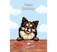 Chihuahua Dog Birthday Card (Art, Clouds)