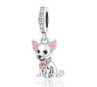 Chihuahua Dog Charm 925 Silver Charm Compatible with Pandora Charms, Trollbeads, Chamilia, Biagi and Many Other UK Charm Bracelets.