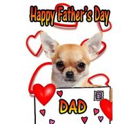 Chihuahua Dog DAD Heart personalised Father's Day Card Pg1 Step Dad TO BE Daddy