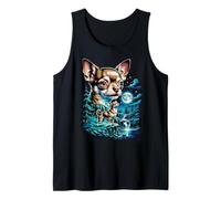 Chihuahua Dog Full Moon Night Forest Waterfall Landscape Tank Top