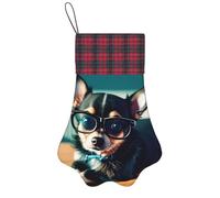 Chihuahua Dog Glasses 1 Pieces Christmas Stockings Pet Paw Pattern Stockings for Pet and Christmas Decoration Gift