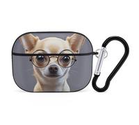 Chihuahua Dog Glasses AirPod Pro Case, Anti Scratch Hard PC Cover with Keychain, AirPod Pro 2nd/1st Case Accessories for Women Men, Black-Style