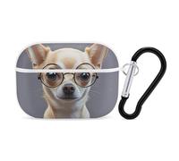 Chihuahua Dog Glasses AirPod Pro Case, Anti Scratch Hard PC Cover with Keychain, AirPod Pro 2nd/1st Case Accessories for Women Men, White-Style