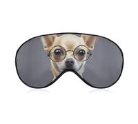 Chihuahua Dog Glasses Eye Mask for Women & Men, Breathable & Adjustable Eye Cover, Ultra Soft Sleep Mask, Lightweight Travel Blindfold for Airplane, Nap, Night Sleeping