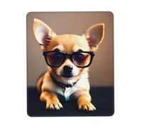 Chihuahua Dog Glasses Print Small Desk Pad,Rubber Base with Precision Stitched Edges,Perfect for Office,Gaming