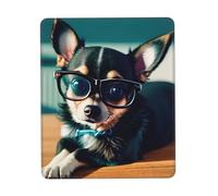 Chihuahua Dog Glasses Print Small Desk Pad,Rubber Base with Precision Stitched Edges,Perfect for Office,Gaming