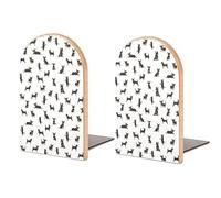 Chihuahua Dog Healthy Silhouette Wooden Book Ends Non Slip Book Stand Book Holder Bookshelf Bookends For Shelves Home Office Decor