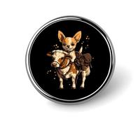 Chihuahua Dog Herding Cattle Cute Lapel Brooch Pins Badge Metal Round Jacket Hat Bag Accessories Jewelry