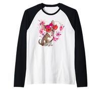 Chihuahua Dog Mom Valentine's Day Floral Heart Design Raglan Baseball Tee