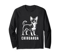Chihuahua Dog Outline Minimalist Pet Lover Long Sleeve T-Shirt