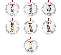 Chihuahua Dog Personalised Round Shaped Personalised Christmas Tree Bauble - With the name of your choice - 7 Different Designs Available At Customisation Point