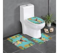Chihuahua Dog Pineapple Print Bathroom Mat Set 3 Pieces, Ultra Soft Carpet Quick Dry Bathroom Rug Sets Mats Absorbent with U-Shaped Toilet for Bathroom, Tub, Shower Toilet Base