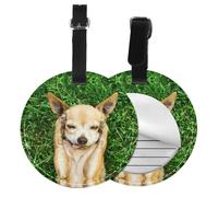 Chihuahua Dog Print 1/2pcs Luggage Tags,Round Leather Travel Suitcase Labels with Privacy Name Address Card