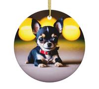 Chihuahua Dog Print Christmas Tree Ceramic Round Hanging Ornaments,Xmas Decoration DIY Keepsake 2025