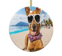 Chihuahua Dog -Print Custom Christmas Ceramic Ornament Gold String, Round Printed Holiday Hanging For Tree Wedding Party DeCor.