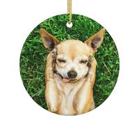 Chihuahua Dog Printing Christmas Tree Ceramic Hanging Personalized Printed Christmas Home Porcelain Decorate Gifts