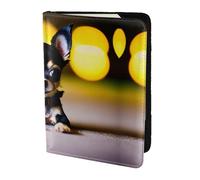Chihuahua Dog Printing Cowhide Passport Holder,Passport Cover,Travel Card Cover Case For Men Women,Documents Protector, Black, One Size