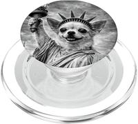 chihuahua Dog Statue Liberty Funny Freedom white Black dogs PopSockets PopGrip for MagSafe