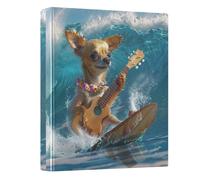 Chihuahua Dog Surfing 1-1/2 Inch Binders 3 Ring, Notebook Binder with Anti-Slip Clip Round Ring Binder for School Office Supplies, 1 Pack