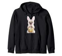 Chihuahua Dog Wearing Easter Bunny Funny Cute Costume Zip Hoodie