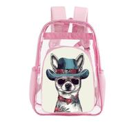 Chihuahua Dog Wearing Hat Clear Backpack Heavy Duty PVC Transparent Bag