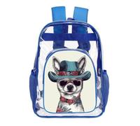 Chihuahua Dog Wearing Hat Clear Backpack Heavy Duty PVC Transparent Bag