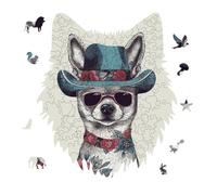 Chihuahua Dog Wearing Hat Jigsaw Puzzle 175PCS Wolf Head Design Puzzle Wooden Jigsaw Puzzles for Adults Families