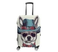 Chihuahua Dog Wearing Hat Luggage Cover Tsa Approved Suitcase Covers for Luggage Elastic Washable Suit Case Covers Anti-Scratch Travel Luggages Sleeve Suitcase Protector Fits 19-30 Inch Case(), white