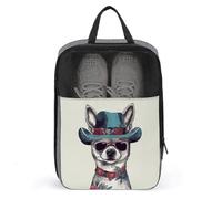 Chihuahua Dog Wearing Hat Shoe Bag Travel Shoe Organizer Water-Resistant Shoe Pouch with Zipper Sneaker Dust Bag, gray, One Size, Modern