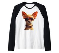 Chihuahua Dog with Sunglasses Dogs I Love Cute Chihuahuas Raglan Baseball Tee