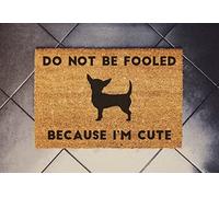 Chihuahua Don't Be Fooled Because I'm Cute Welcome Mat Funny Doormat Funny Door Mat Birthday Gift Machine Washing Novelty Funny Door Pad Shoe Mat Porch Decor 23.6x15.7 Inch