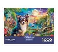 Chihuahua Dream 1000 Pcs Chihuahua Moonlit Garden Artdurable Plastic Puzzle for Teens Precision Cut Smooth Finish Gift Stress Relief Mindfulness Relaxing 70x50cm/1000pcs