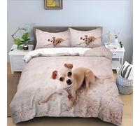 Chihuahua Duvet Cover Small Double Bedding Set 3 Pcs Soft Brushed Microfibre Quilt Cover Small Double 150x200 and 2 Pillowcase 50x75 with Zipper Closure