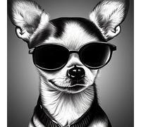 Chihuahua Funny Black and White Art Blank Card (Spexy Beasts) - Greeting Gift Idea Special Occasion Inside With Envelope Premium Unique Design Humour Joke Cheeky Sarcastic Quality