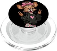 Chihuahua Girl Winking Double Peace Sign Pop Graphic Playful PopSockets PopGrip for MagSafe
