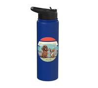 Chihuahua Illustration Cocker Spaniel Drawing Beach Scenes Stainless Steel Insulated Water Bottle