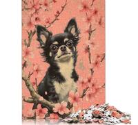 Chihuahua in Cherry Blossoms Dog And Blossoms Wall Art 1000 Pieces Puzzles for Adults & Teenager Teenager Man Woman Gift 1000pcs (75x50cm)