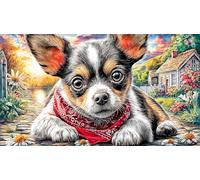 Chihuahua-in-floral-garden 1000 Piece Educational Game Challenge Jigsaw Puzzles Great Gift Idea Puzzles for Adults Kids Beautiful Decoration Puzzle 70x50/1000pcs