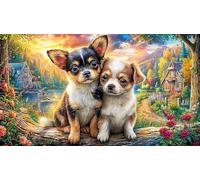 Chihuahua-in-hat-on-beach-with-seagull Adult Jigsaws 1000 Piece Puzzle Game Challenging Puzzles for Wall Decoration and Gifts Great Gift Idea Educational Games 70x50/1000pcs