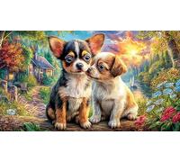 Chihuahua-in-hat-on-beach-with-seagull Adult Jigsaws 1000Pc Educational Game Decompression Fun Present & Activity for Home for Adults and Kids Age 12 Years + Beautiful Decoration Puzzle 38x26/1000pcs