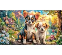 Chihuahua-in-hat-on-beach-with-seagull Adult Jigsaws Puzzle 1000 Piece Educational Games Fun Present & Activity for Home Challenging Puzzles for Relaxation, Creativity & Gift Giving 38x52/1000pcs