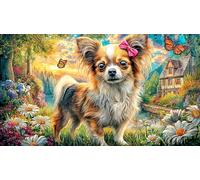 Chihuahua-in-hat-with-butterfly 1000 Piece Challenging Puzzles Puzzle for Adults Recycled Paper Fun and Challenging Family Game for Relaxation, Creativity & Gift Giving 38x26/1000pcs