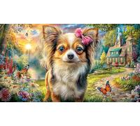 Chihuahua-in-hat-with-butterfly 1000 Piece Educational Game Challenge Jigsaw Puzzles Great Gift Idea Puzzles for Adults Kids Beautiful Decoration Puzzle 38x52/1000pcs