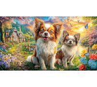 Chihuahua-in-hat-with-butterfly Adult Jigsaws 1000 Pieces Challenging Puzzles Educational Games Beautiful Decoration Puzzle for Wall Decoration and Gifts 38x26/1000pcs