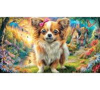 Chihuahua-in-hat-with-butterfly Puzzle for Adults 1000 Pieces Recycled Paper Fun and Challenging Family Game Educational Game Decompression Beautiful Decoration Puzzle 38x52/1000pcs