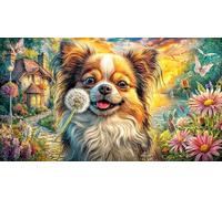 Chihuahua-in-magical-fantasy-landscape Jigsaw Puzzles 1000Pc Educational Game Challenge Recycled Paper Impossible Hard Difficult for Adults and Kids Age 12 Years + 38x26/1000pcs