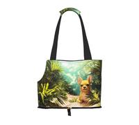 Chihuahua in Tropical Forests Pet Tote Bag Foldable Handbag Carrier for Small Dogs Cats Puppy Portable Travel Shoulder