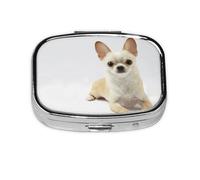 Chihuahua Isolated Animals Wildlife Purebred Mammal,Meta Pill Box 2 Compartment Medicine Case,Portable Organizer